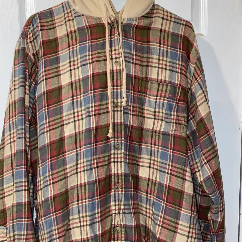 AE oversized hooded flannel shirt